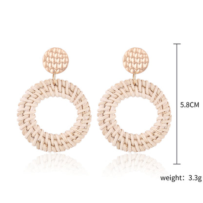 Boucles d'oreilles en bambou et rotin tissés à la main, boucles d'oreilles tribales en rotin - LUXARAH
