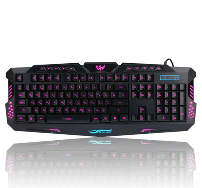 Ensemble clavier de jeu filaire rétroéclairé tricolore J10, souris de jeu lumineuse colorée, clavier russe