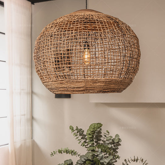 Lustre de salle à manger de style japonais en rotin - LUXARAH