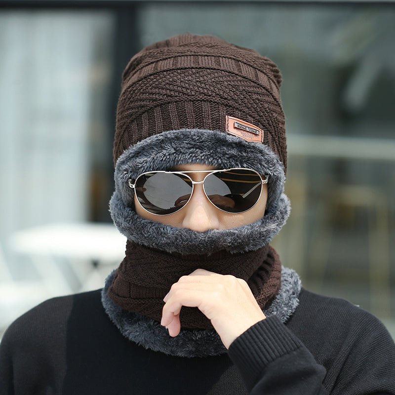 Ensemble bonnet et écharpe d'hiver en tricot chaud, doublé polaire épaisse, cache-cou pour homme et femme