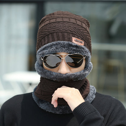Ensemble bonnet et écharpe d'hiver en tricot chaud, doublé polaire épaisse, cache-cou pour homme et femme