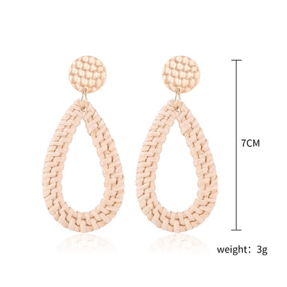 Boucles d'oreilles en bambou et rotin tissés à la main, boucles d'oreilles tribales en rotin - LUXARAH
