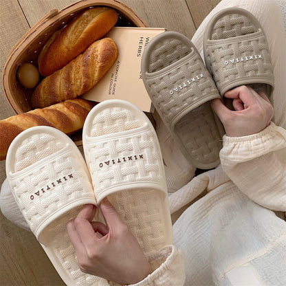 Chaussons à semelle souple tissés à carreaux pour femmes