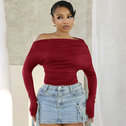 Haut simple et tendance pour femme, couleur unie