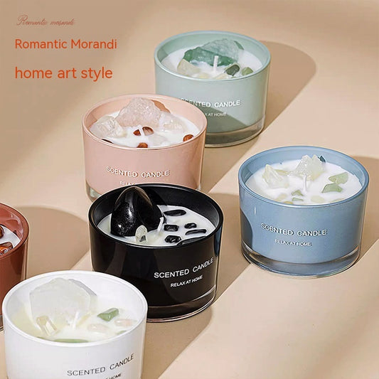 Bougie d'aromathérapie en cristal, décoration de chambre à coucher, cire de soja faite à la main