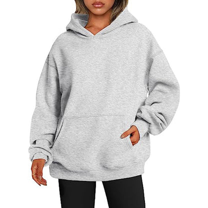 Sweats à capuche pour femmes avec poches, sweat-shirt tendance uni, pull à capuche surdimensionné, vêtements pour femmes