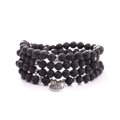 Pallisandro Classico naturel avec 108 perles à pendentif Lotus - LUXARAH