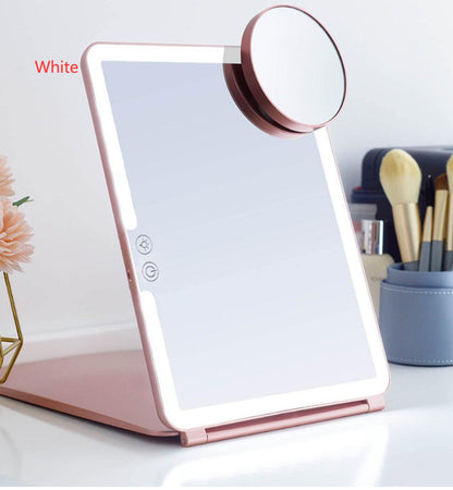 Grand miroir de maquillage portable, rechargeable et pliable. - LUXARAH