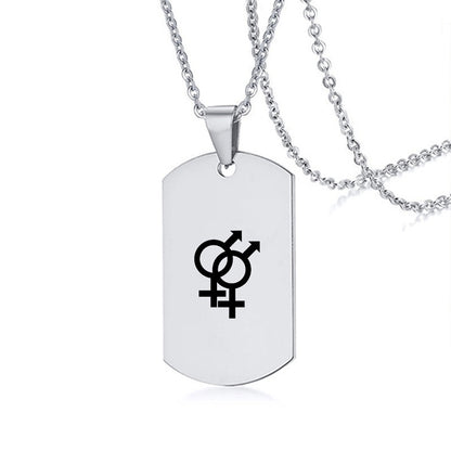 Collier en acier inoxydable avec inscription LGBT, symbole de la fierté gay, lesbienne et transgenre, pour hommes et femmes