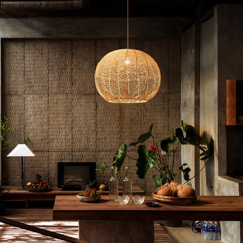 Lustre japonais zen design créatif en rotin - LUXARAH