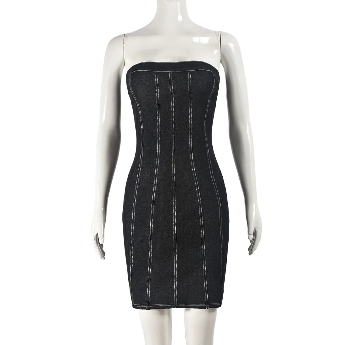 Robe tube en jean, dos nu tendance, tenue d'été sexy Y2K, courte et slim - LUXARAH