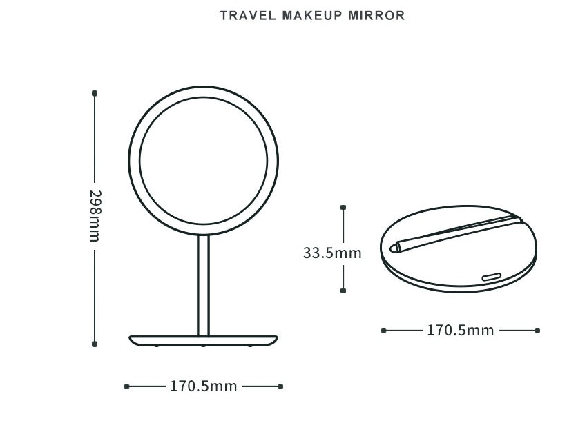 Miroir de maquillage pliable à LED - LUXARAH