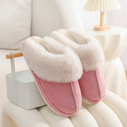Chaussons d'hiver chauds en peluche pour femme, pantoufles d'intérieur en fourrure, chaussures en coton doublées douces, confortables et antidérapantes, pour chambre à coucher, pour couple - LUXARAH
