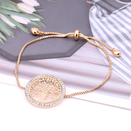 Nouveau bracelet créatif en métal doré avec arbre de vie porte-bonheur