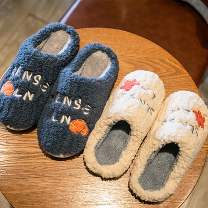 Chaussons d'hiver en polaire à fleurs pour femmes, chaussures chaudes et antidérapantes pour la chambre à coucher
