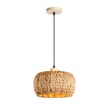 Lustre en rotin et bambou tressé