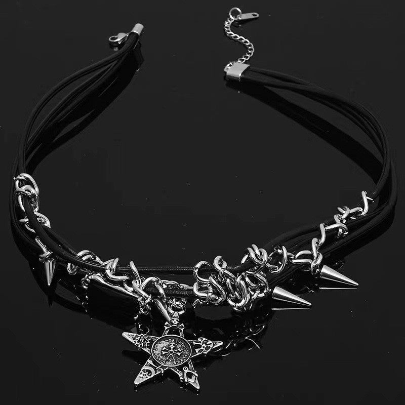Collares colgantes y remaches Y2K, calaveras y estrellas, estilo punk gótico, tendencia... 