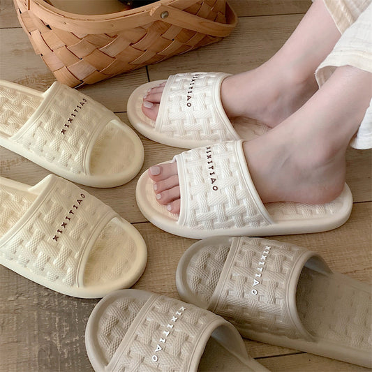 Chaussons à semelle souple tissés à carreaux pour femmes