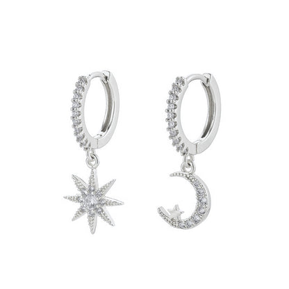 Fashion Star Moon Asymmetrical Earrings