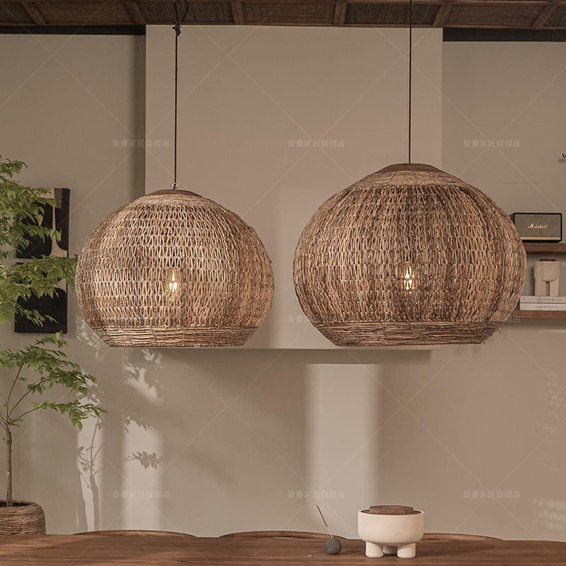 Lustre de salle à manger de style japonais en rotin - LUXARAH