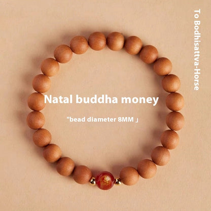 Bracelet de méditation chinois en bois de pêcher naturel - LUXARAH