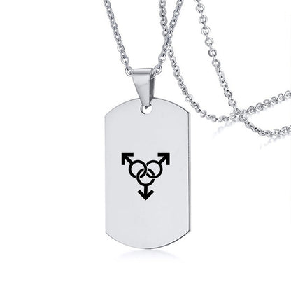Collier en acier inoxydable avec inscription LGBT, symbole de la fierté gay, lesbienne et transgenre, pour hommes et femmes