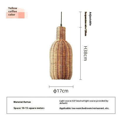 Lustre nordique en rotin de style pastoral pour salon - LUXARAH