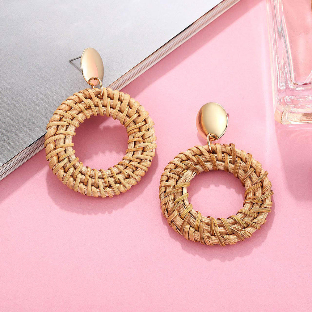 Boucles d'oreilles en rotin faites à la main - LUXARAH
