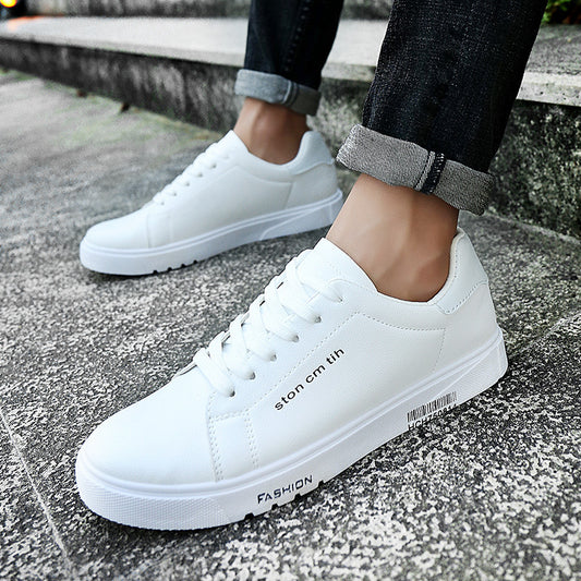 Baskets à lacets pour homme, chaussures de course basses et respirantes, blanches, pour étudiants - LUXARAH