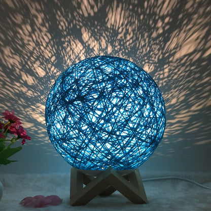 Lampe de table créative en lin, nouveauté et unique, LED intelligente, télécommande, boule en rotin - LUXARAH