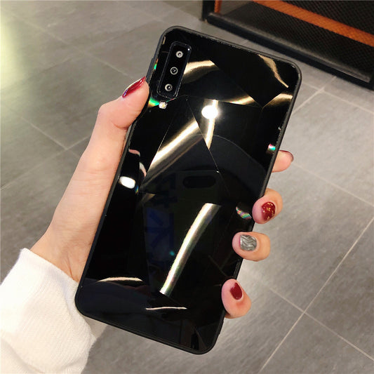 Coque de téléphone miroir à motif losange et diamant