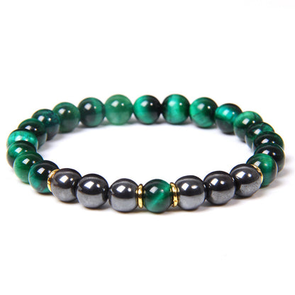 Bracelet en pierre biliaire noire œil de tigre, énergie et fitness, cadeau pour homme - LUXARAH