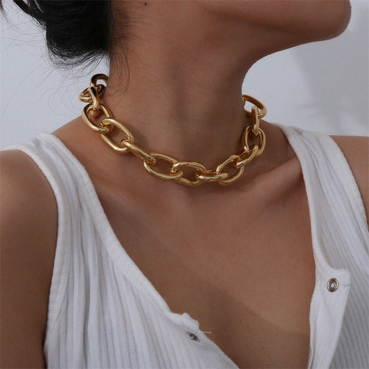 Collier ras du cou, bohème en or à maillons cubains, chaîne, bijoux tendance pour femmes et filles