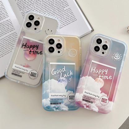 Coque de téléphone portable transparente dégradée avec lettres « Cloud » pour 13, 12, 11 Pro Max