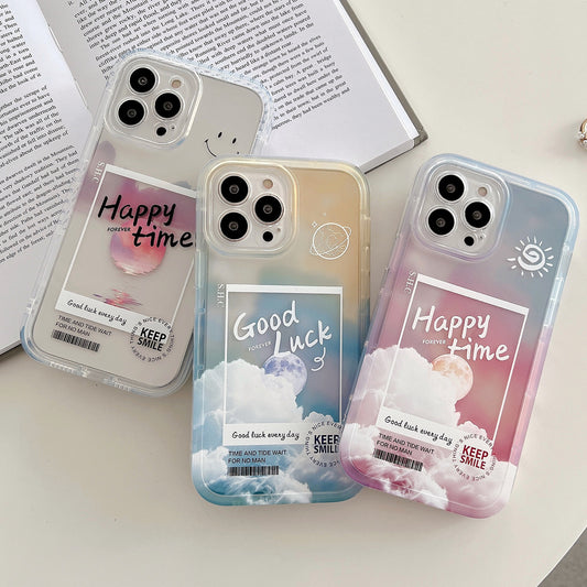 Coque de téléphone portable transparente dégradée avec lettres « Cloud » pour 13, 12, 11 Pro Max