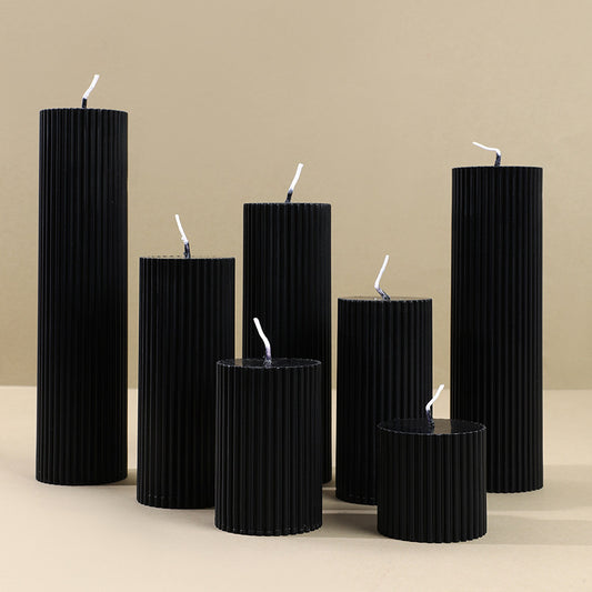 Bougies d'aromathérapie cylindriques noires au soja