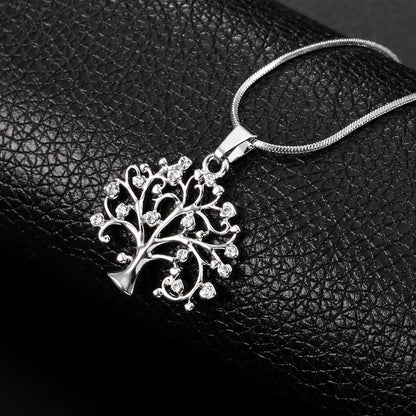 Collier avec pendentif arbre de vie, grand format, en zircone cubique, multicouches, chaîne longue, bijoux à offrir