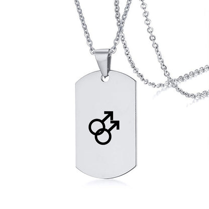 Collier en acier inoxydable avec inscription LGBT, symbole de la fierté gay, lesbienne et transgenre, pour hommes et femmes