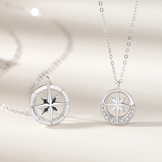 Paire de colliers Mansing, Star Compass, Couple en argent sterling