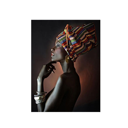 Peinture art déco représentant une femme africaine