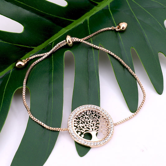 Nouveau bracelet créatif en métal doré avec arbre de vie porte-bonheur