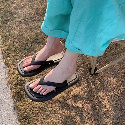 Tongs tendance de couleur unie pour femmes, tongs à semelle souple