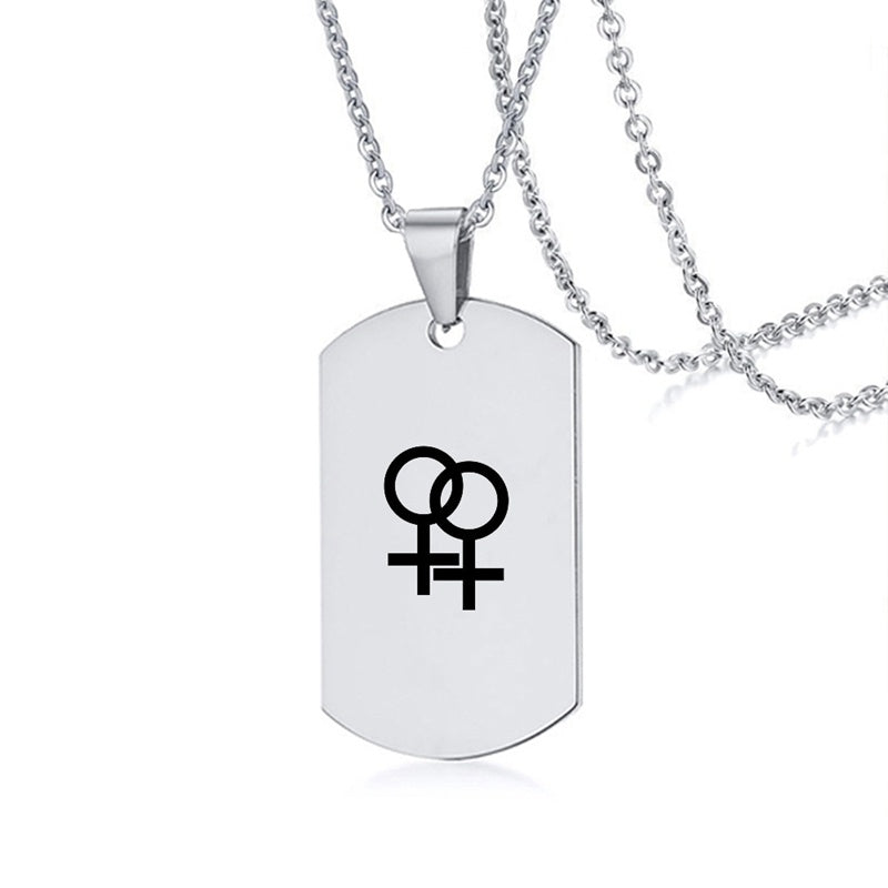 Collier en acier inoxydable avec inscription LGBT, symbole de la fierté gay, lesbienne et transgenre, pour hommes et femmes