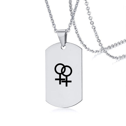 Collier en acier inoxydable avec inscription LGBT, symbole de la fierté gay, lesbienne et transgenre, pour hommes et femmes