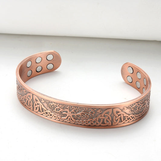 Bracelet magnétique rétro en cuivre pur avec énergie Lucky Tree