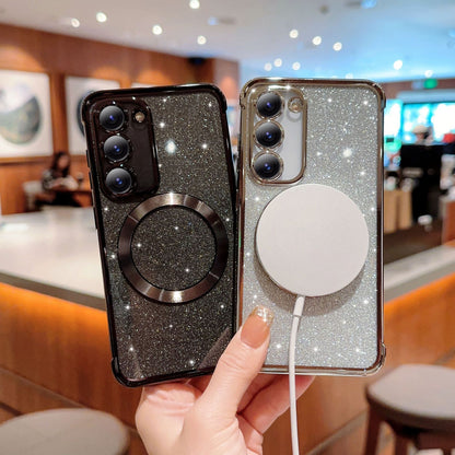 Coque de téléphone transparente à placage magnétique, couleur unie