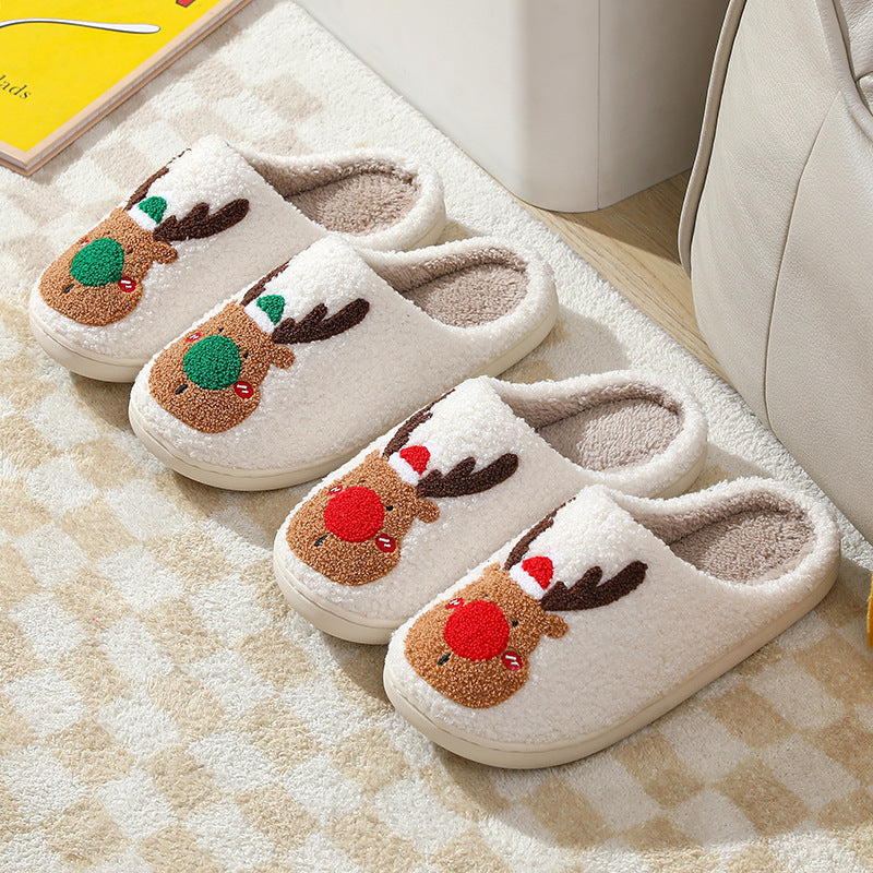 Chaussures de Noël, pantoufles d'hiver pour la maison, pantoufles de chambre douces et confortables, chaussures de maison à enfiler - LUXARAH