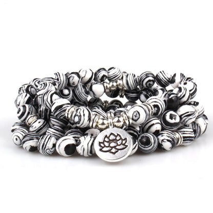 Pallisandro Classico naturel avec 108 perles à pendentif Lotus - LUXARAH