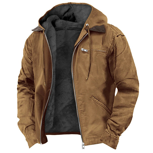 Manteau d'hiver à capuche avec poches, veste polaire chaude zippée, vêtements d'extérieur décontractés pour hommes