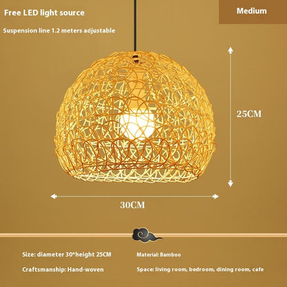 Lustre en chapeau de paille en rotin d'Asie du Sud-Est créatif - LUXARAH